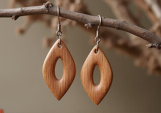Pendientes artesanales de madera